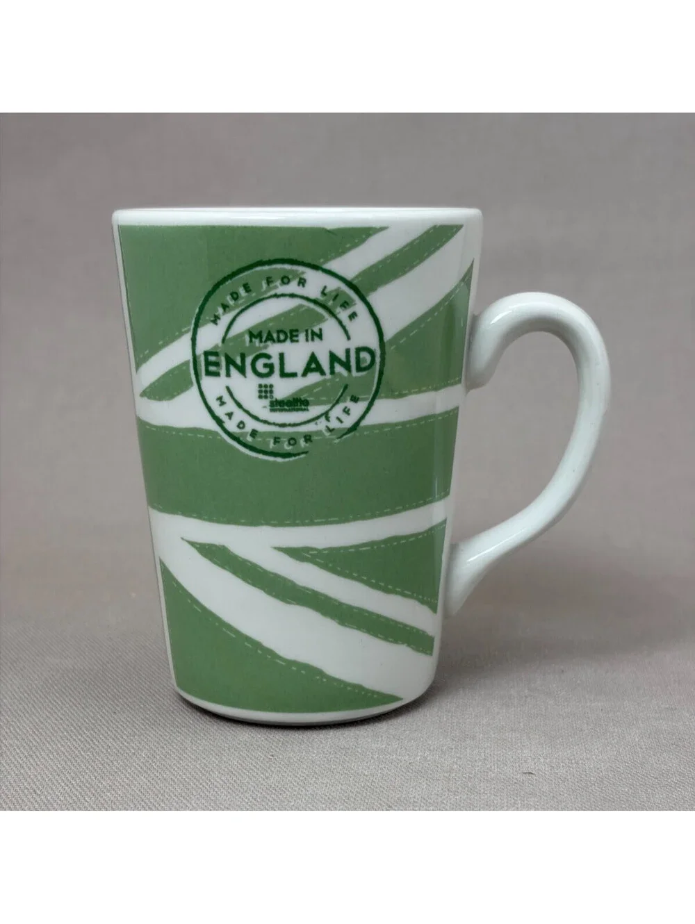 Steelite Made In England Green Union Jack Flag Ceramic Coffee Tea Mug 10 oz